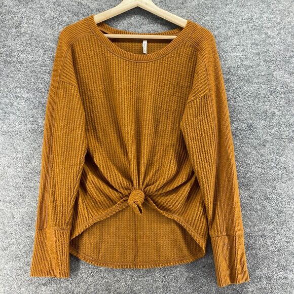 Mudd Sweater Pullover Women M Medium Brown Waffle Knit Long Sleeve Rayon Casual - Picture 1 of 7